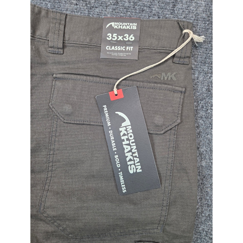 NEW Mountain Khakis Flint Utility Pants Mens 35x36 Grey Classic Fit Jackson